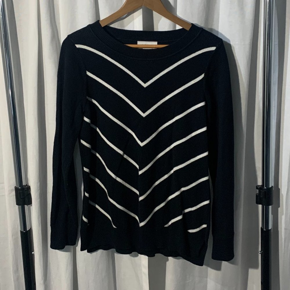 Liz Claiborne Black and White Arrow Stripe Sweater